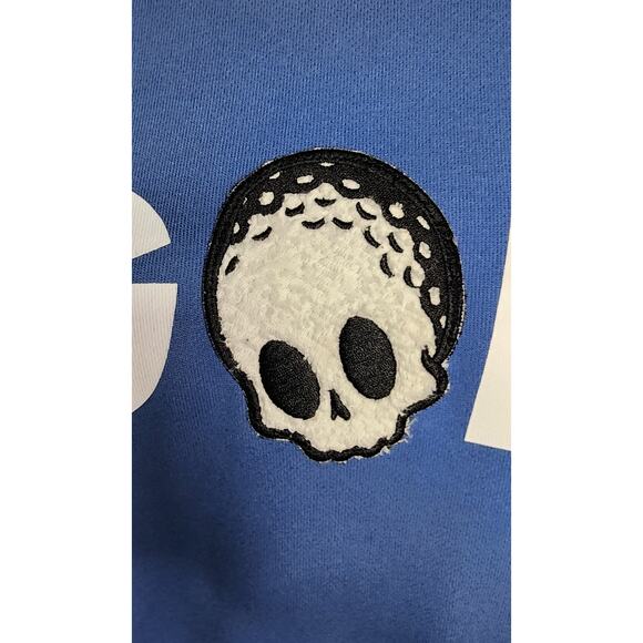 Bad Mulligan Golf Sweatshirt Mens Medium Blue Skull Pullover - Picture 2 of 6